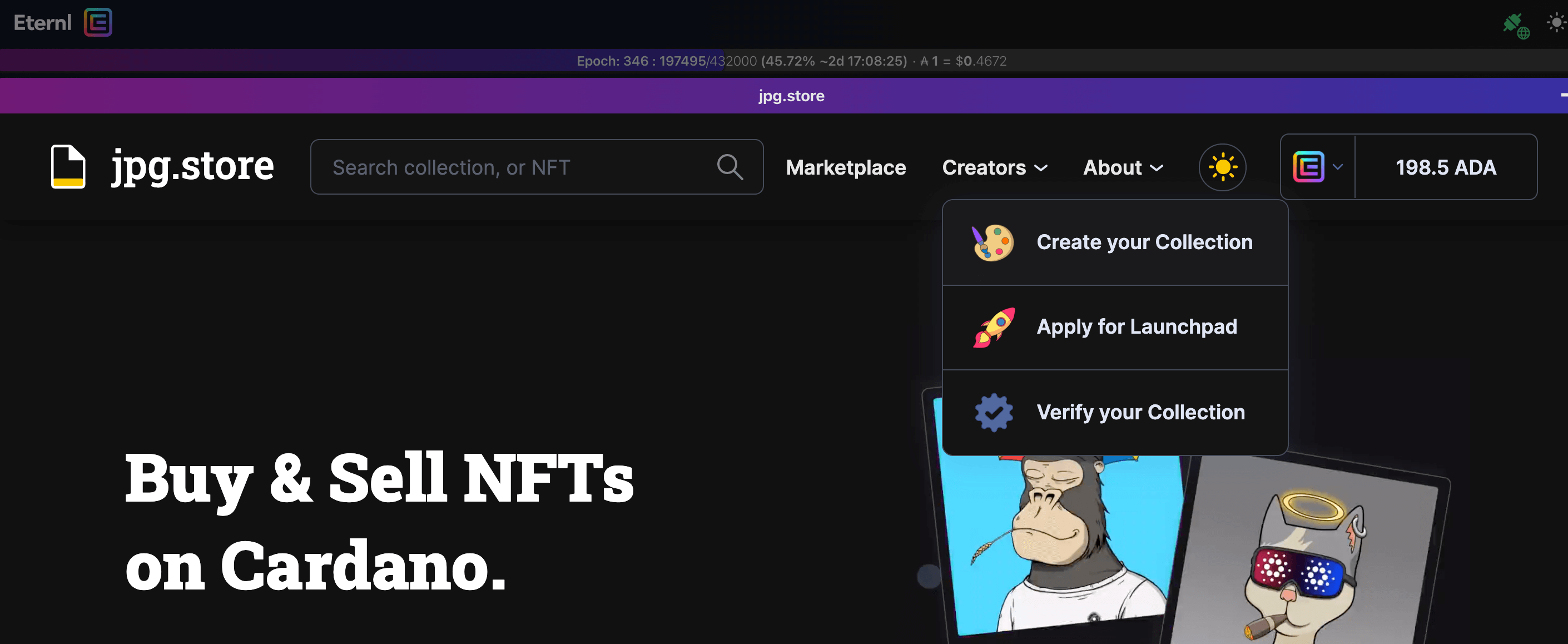 Mint NFT on JPG Store